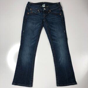 TRUE Religion Lexi 90s Low Rise Button Fly Slim Bootcut Blue Denim Jeans SIZE 25